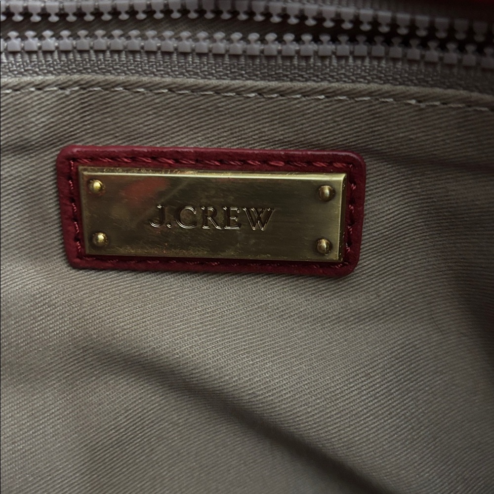 J. Crew Vintage Red Leather Shoulder Bag - Classic Women's 3 compartment Bag - Picture 6 of 6